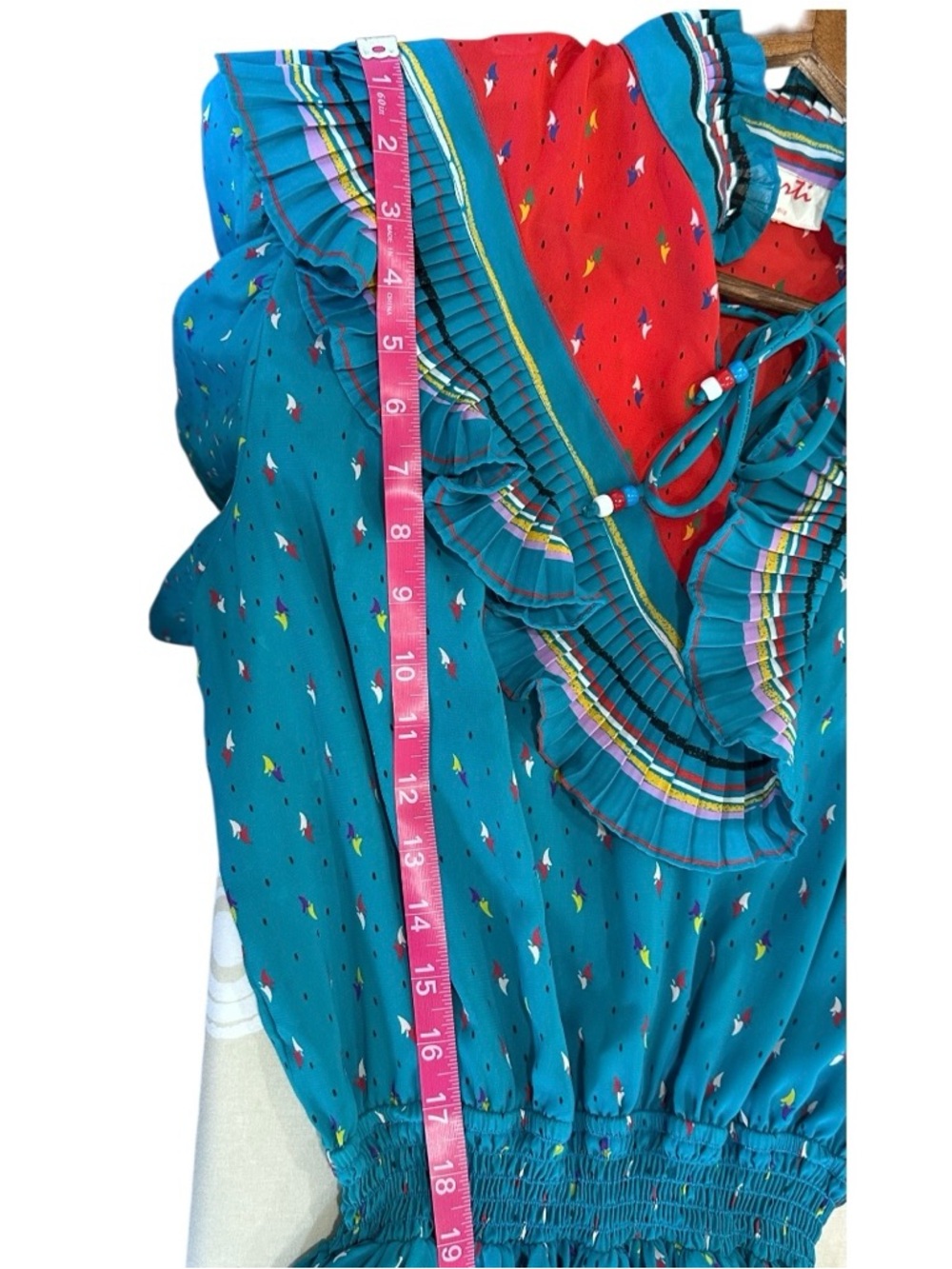 Assorti for Susan Freis Vintage Dress Blue Red Womens Size Large - Picture 5 of 9